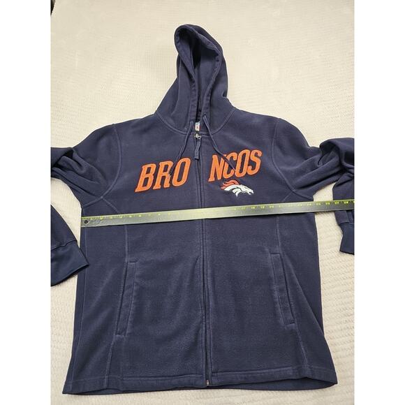 NFL Broncos Sweatshirt Mens Large Blue Fleece Hooded Full Zip Denver Broncos - Picture 3 of 7